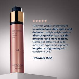 customer review: "delivers visible improvement in uneven tone, dark spots, and dullness. Its lightweight texture absorbs quickly, leaving skin smoother and more radiant. Gentle yet effective, it suits most skin types and supports long-term brightening with consistent use."
