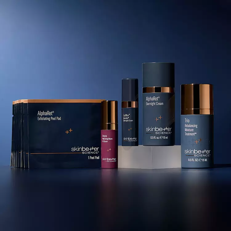 5 products with a blue background