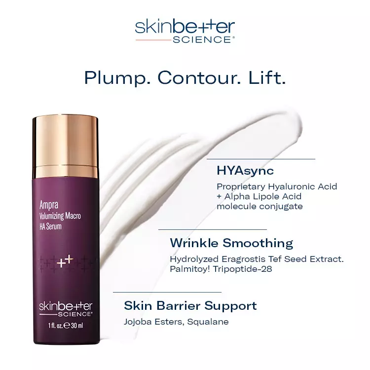 Wrinkle smoothing and skin barrier support with Ampra HA Serum