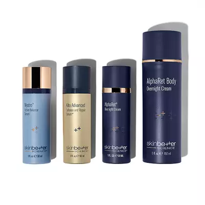 Three skinbetter science products lined up horizontally on a pale grey surface